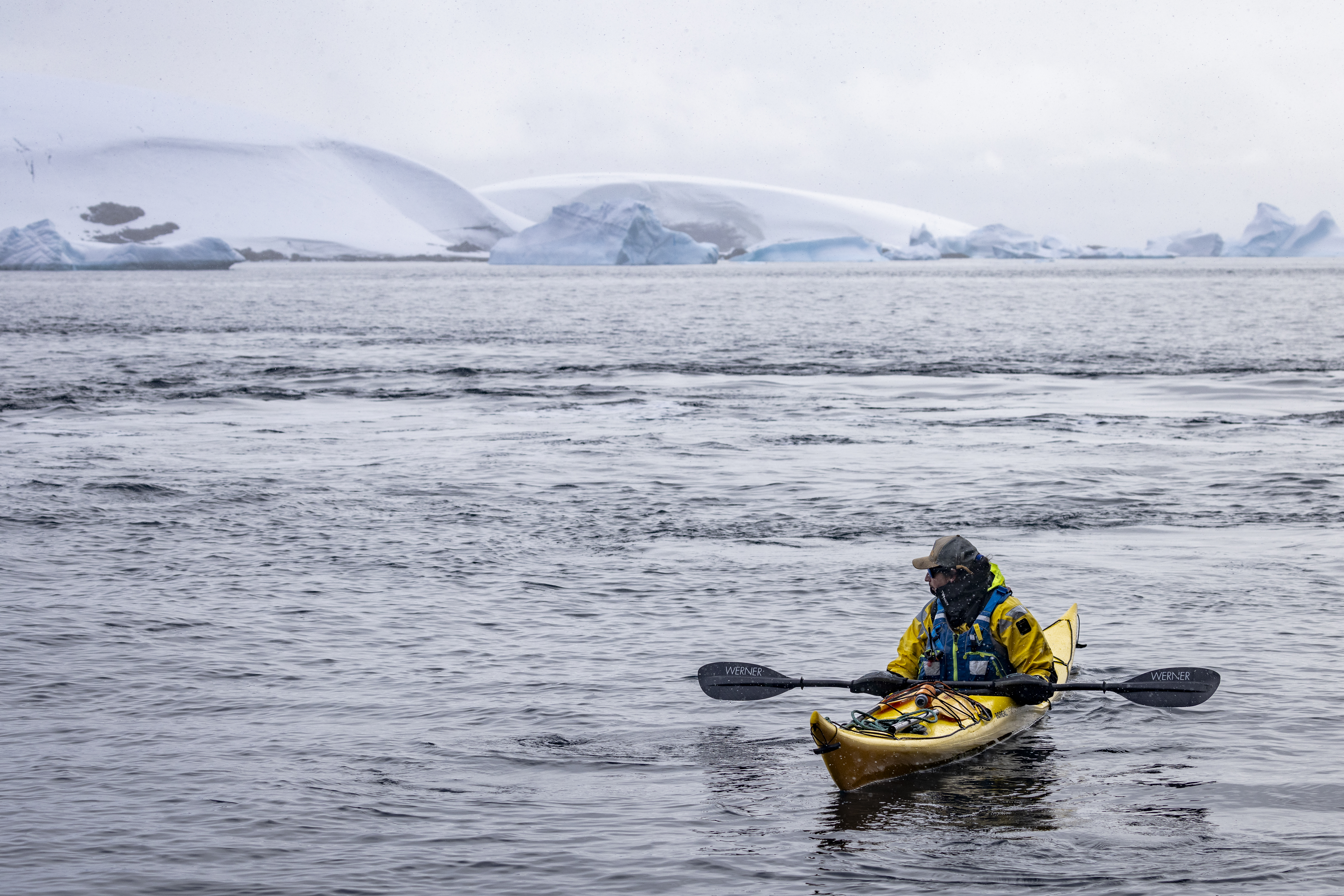 Kayaking in icy waters